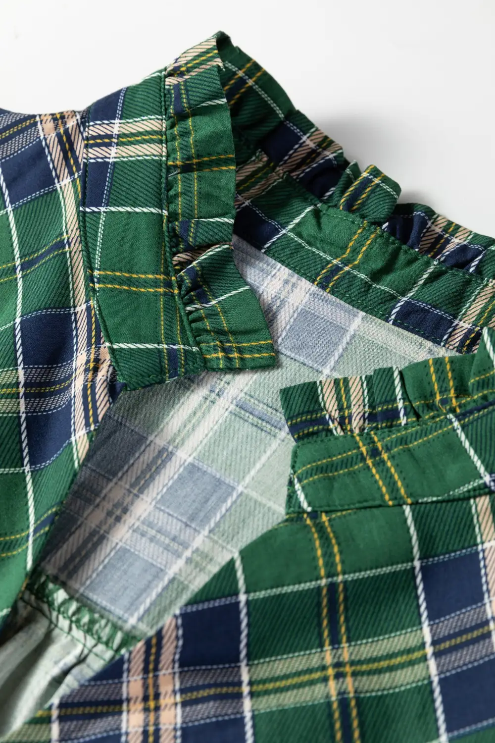 Plaid Split Neck Long Sleeve Mini Dress