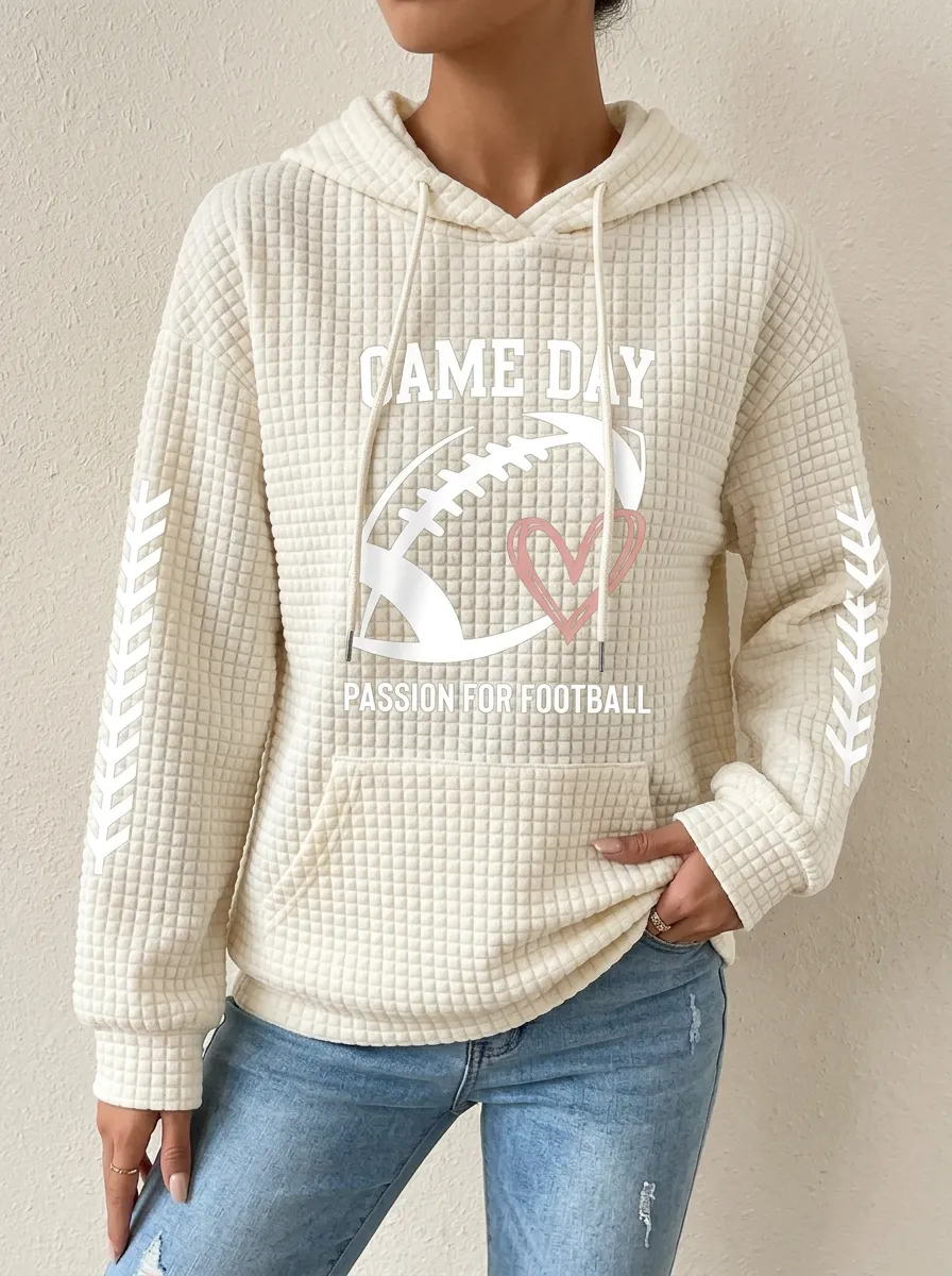 Women's Classic Gridiron Day Heart Waffle Hoodie