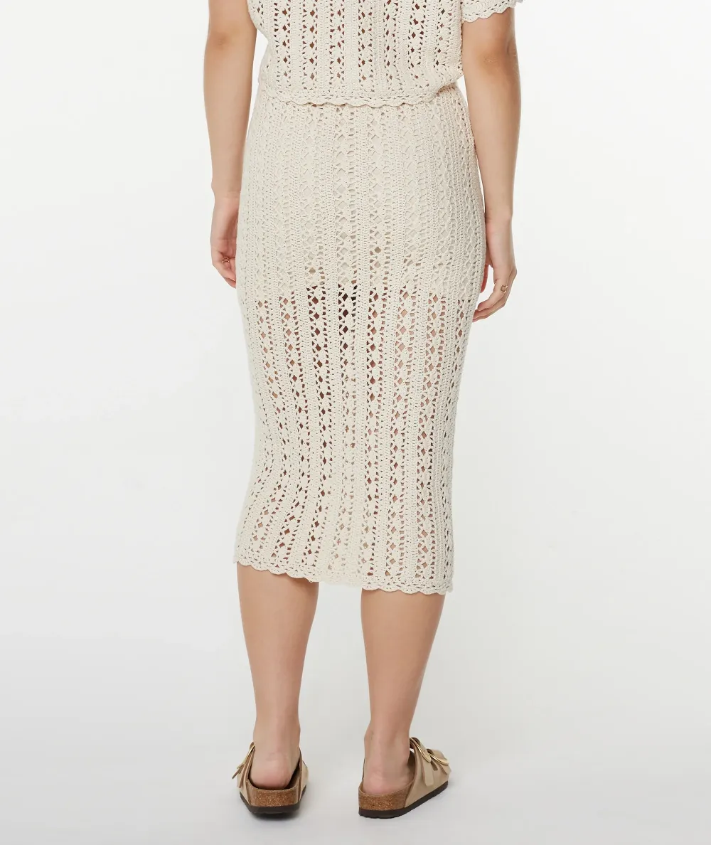 White Woven Lace-Up Slimming Half Skirt