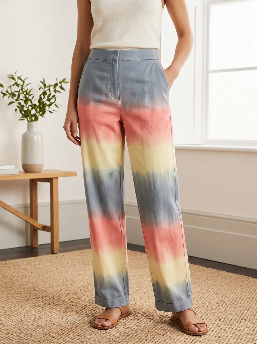 Women's Casual Style Multi-color Tie-dye Printed Pants