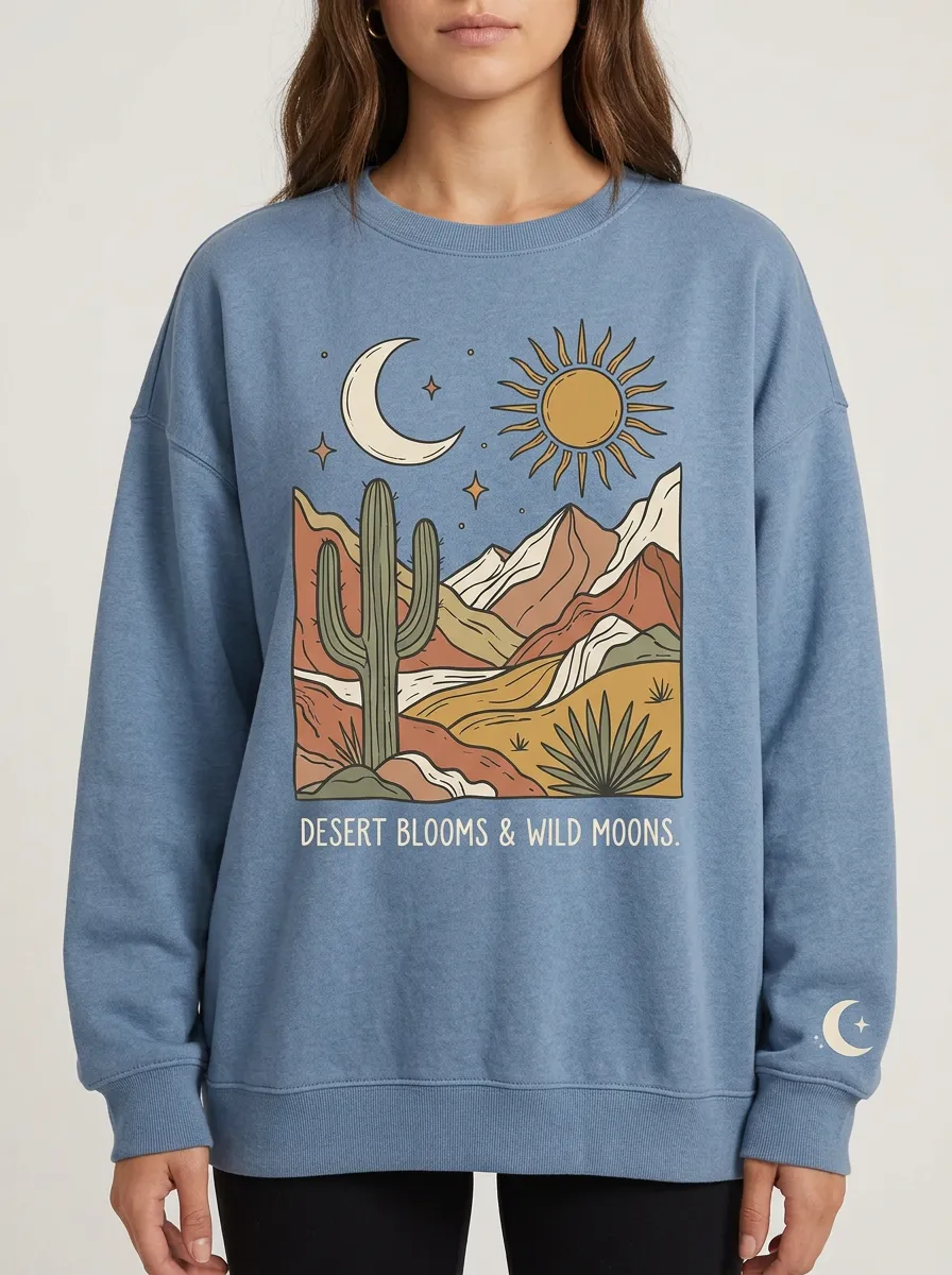 Desert Cactus Sun Moon Sweatshirt