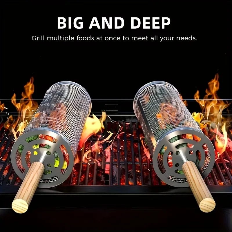 Stainless Steel BBQ Rolling Basket