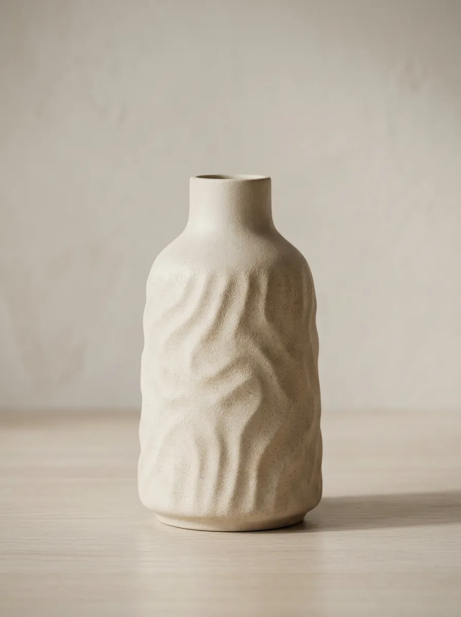 Collected Minimalist Textured Ceramic Table Vase