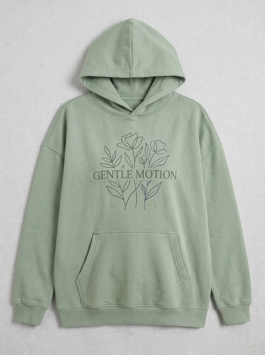 Relaxed Gentle Motion Floral Line Art Hoodie