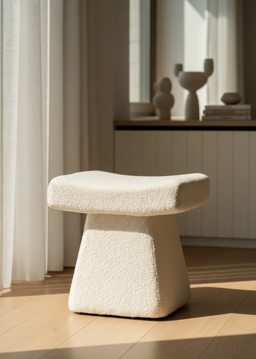 Bouclé Arch Pouffe