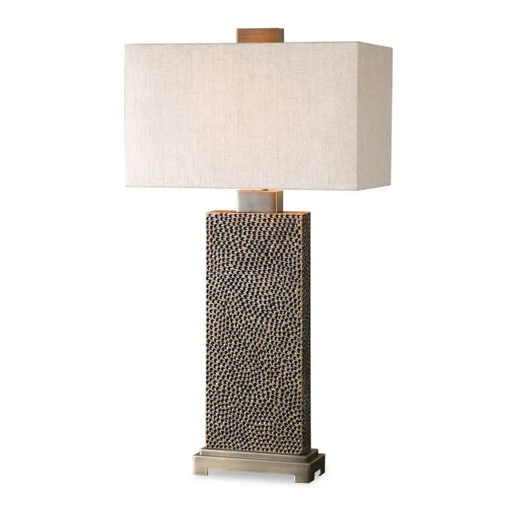 Linen Shade Metal Linen Resin Table Lamp