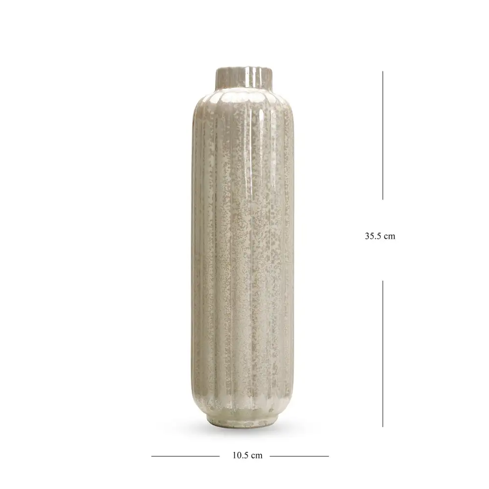Ivory Tall Ribbed Vase