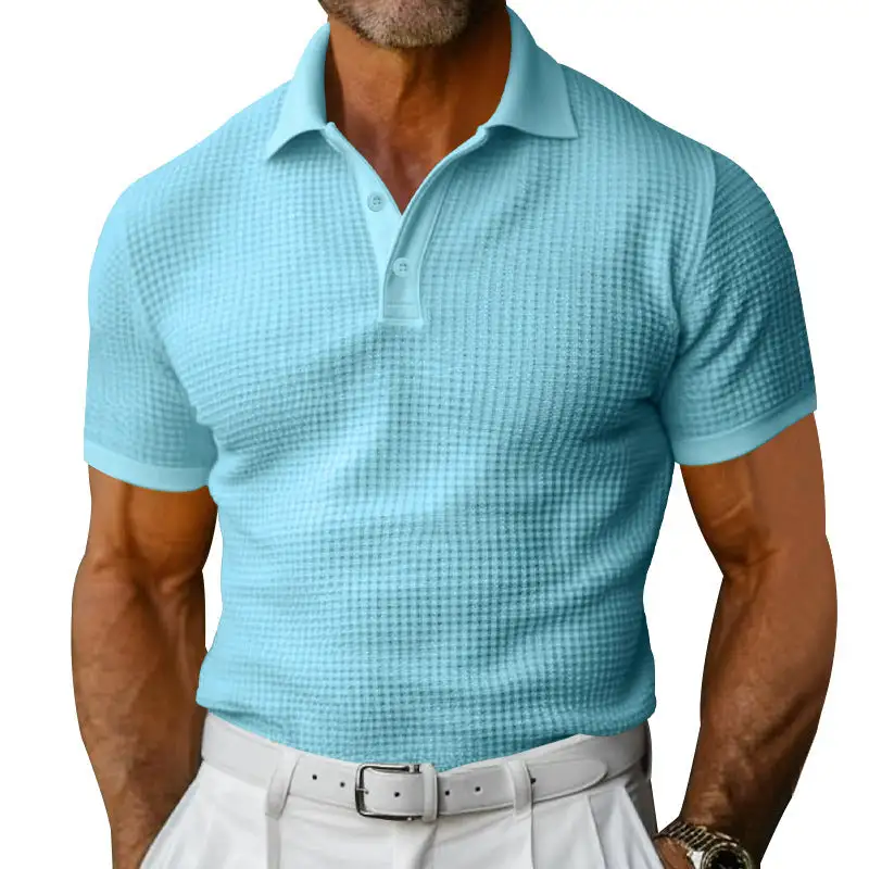 Waffle Texture Pique Fitted Polo Shirt