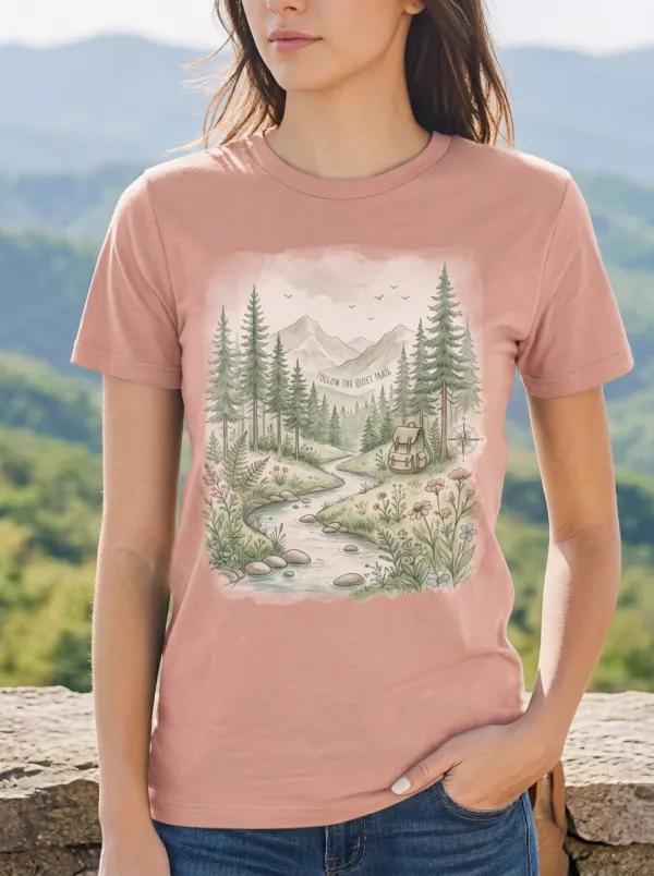 Women's Nature Hiking Lover Forest River Printed T-shirt