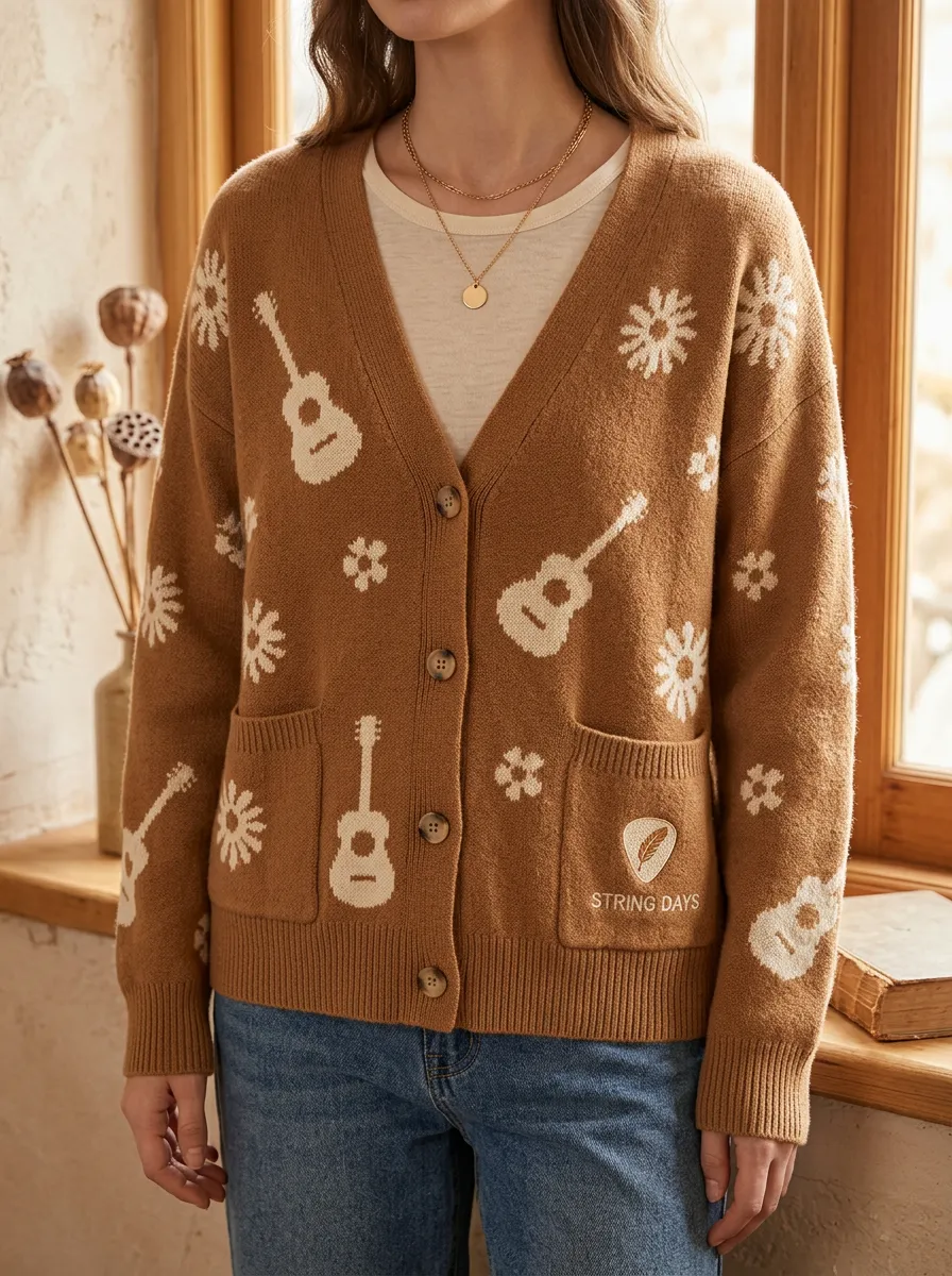 Western Country Music Cardigan