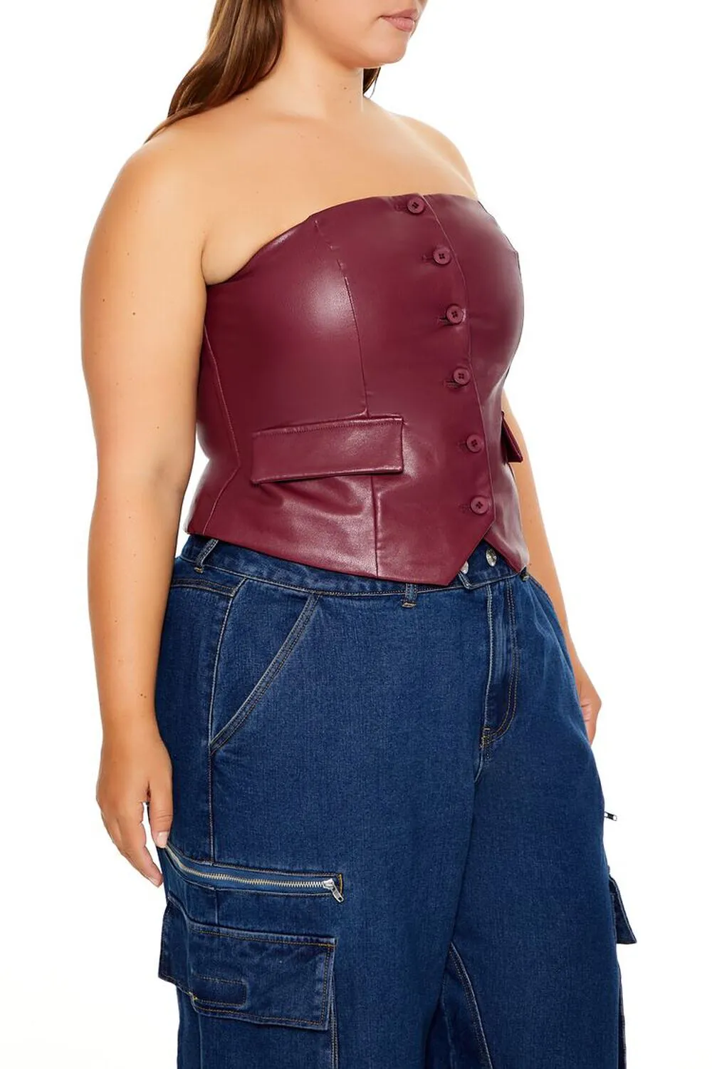 Faux Leather Tube Top