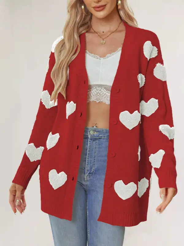 V-Neck Knit Pocketed Cardigan