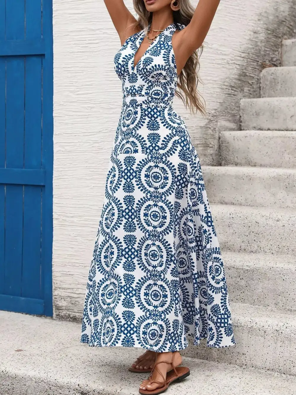 Everyday Printed Halter Neck Maxi Dress