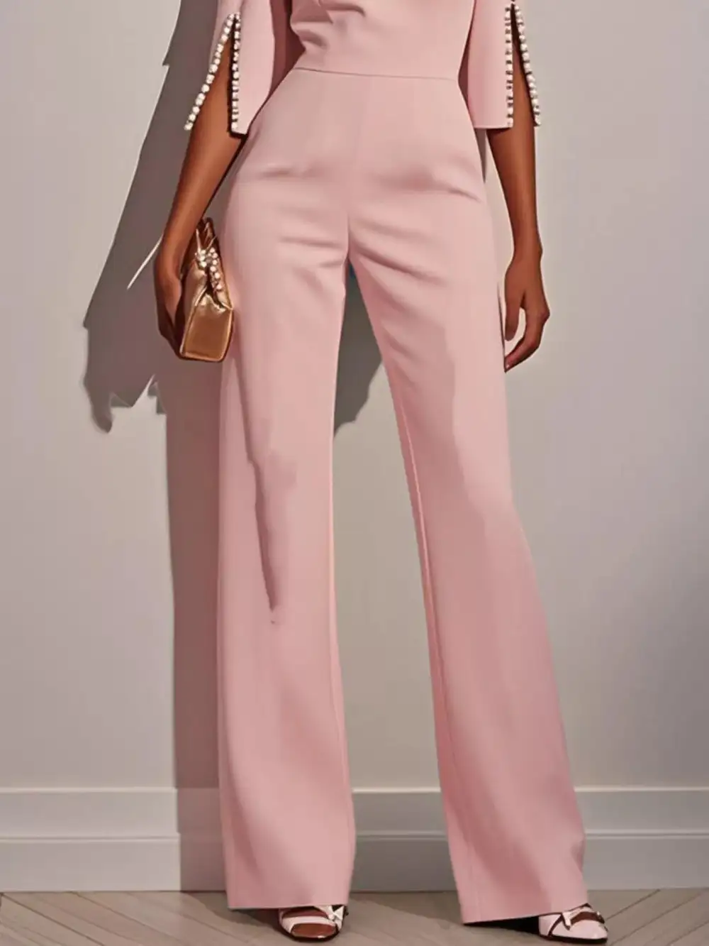 Wide Leg Slit Sleeve Jumpsuit