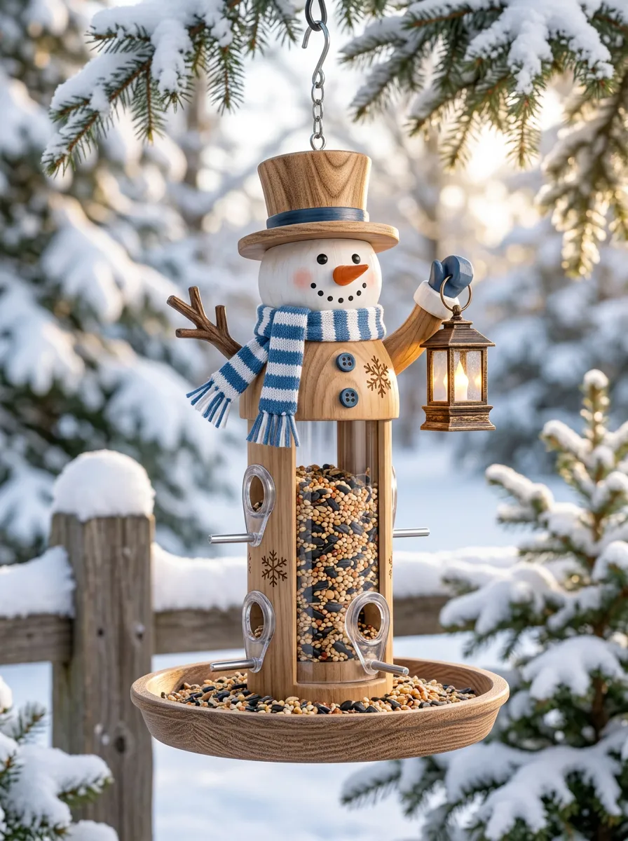Snowman Lantern Winter Christmas Bird Feeder