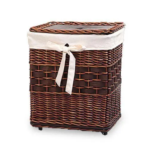 Classic Wicker Cotton Rolling Laundry Basket
