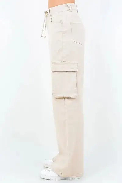 Bazi Full Size Drawstring Wide Leg Cargo Pants Plus Size