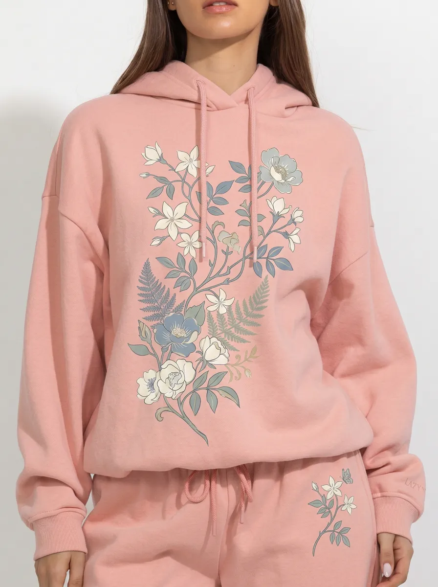 Women's Botanical Nature Lover Floral Fern Printed Hoodie