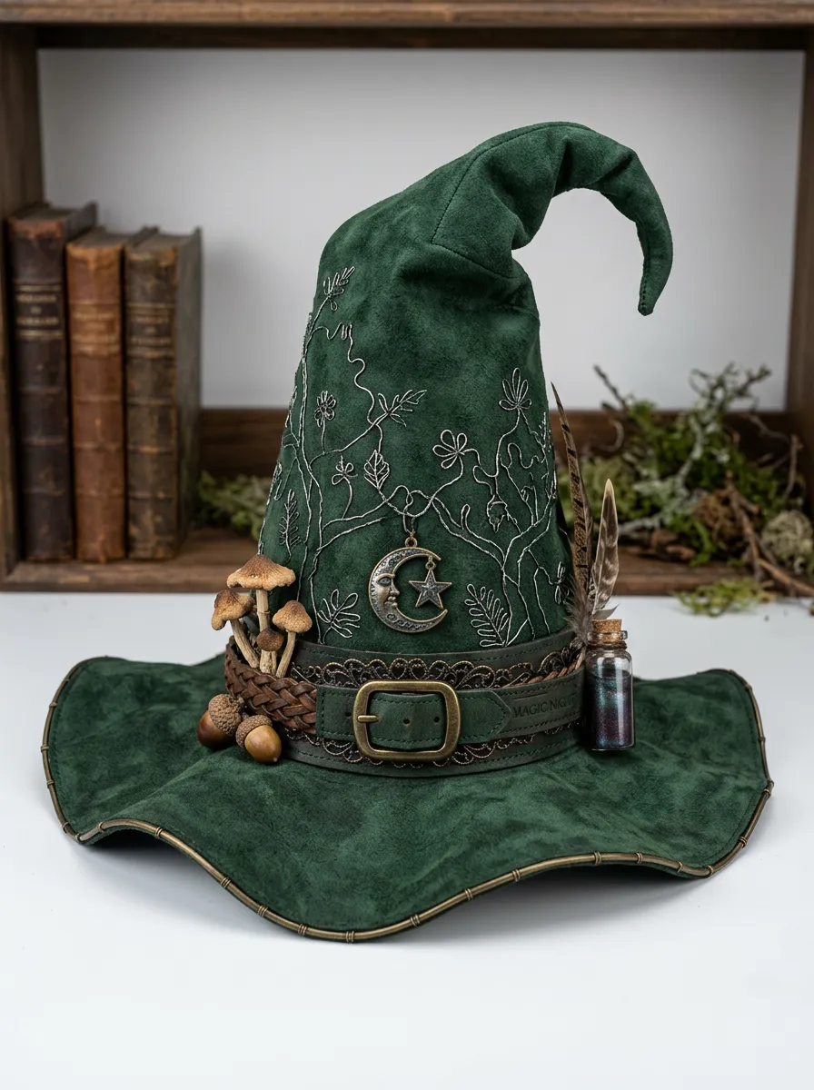 Mushroom Embroidered Halloween Witch Hat