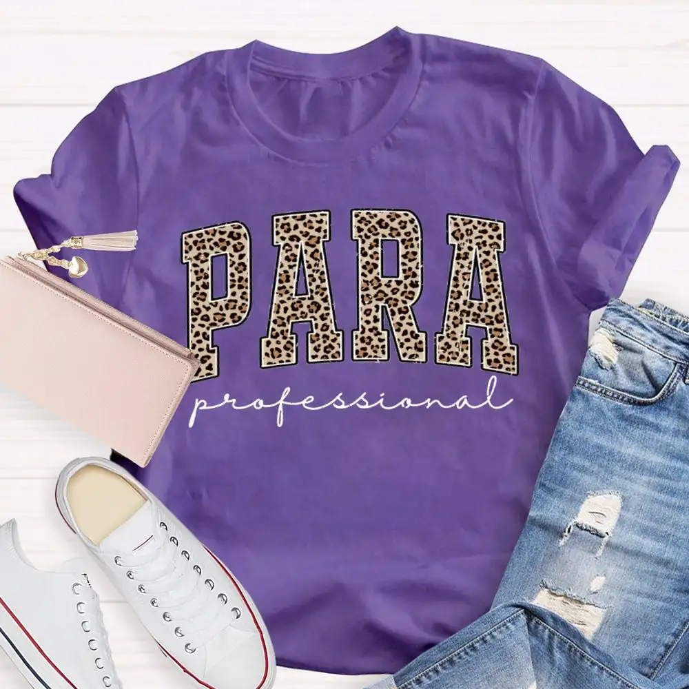 Paraprofessional Teacher Leopard Para T-Shirt