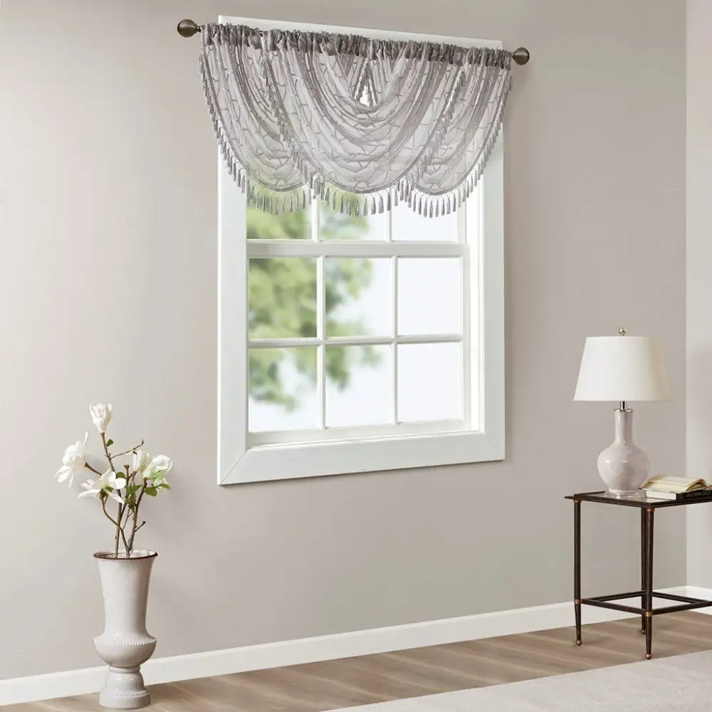 Sheer Polyester Diamond Rod-Pocket Valance