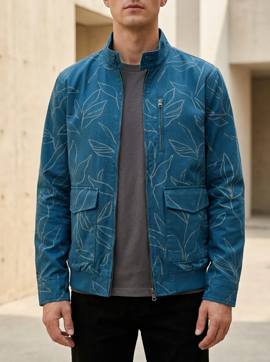 Botanical Leaf Bomber Jacket