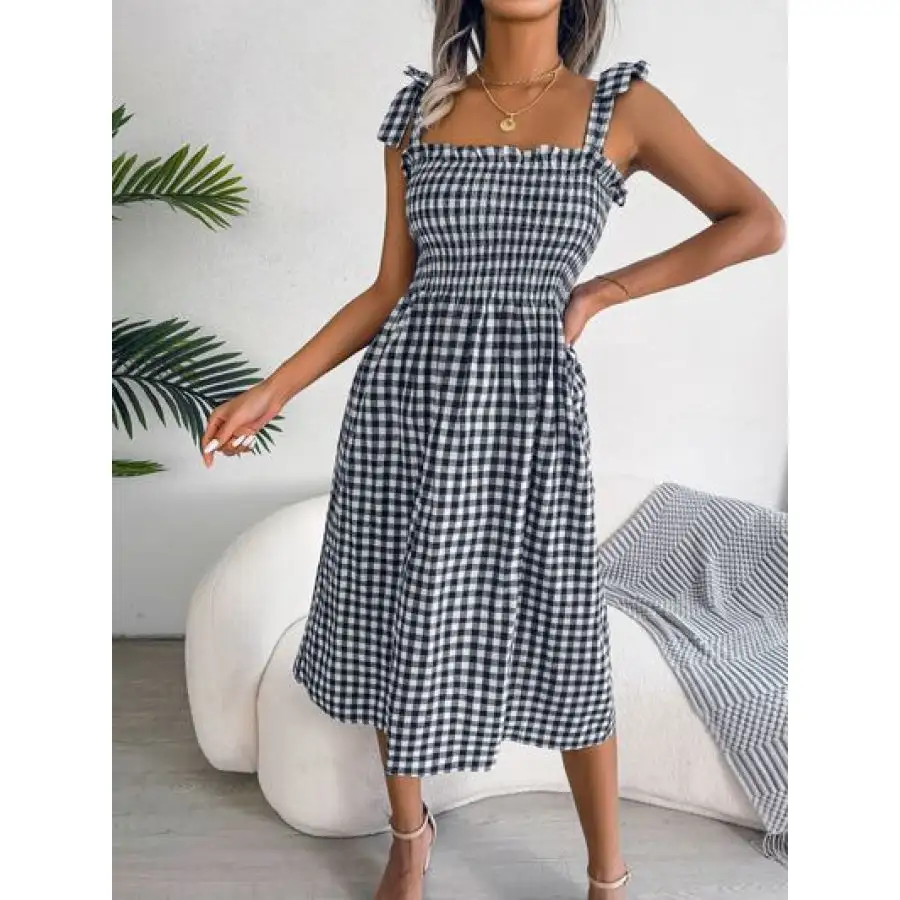 Frill Square Neck Midi Dress
