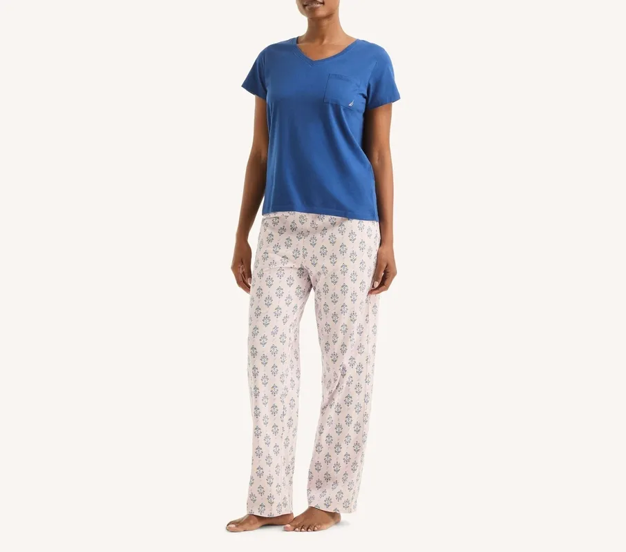 Multicolor Long Pants Pocket Pajama Set