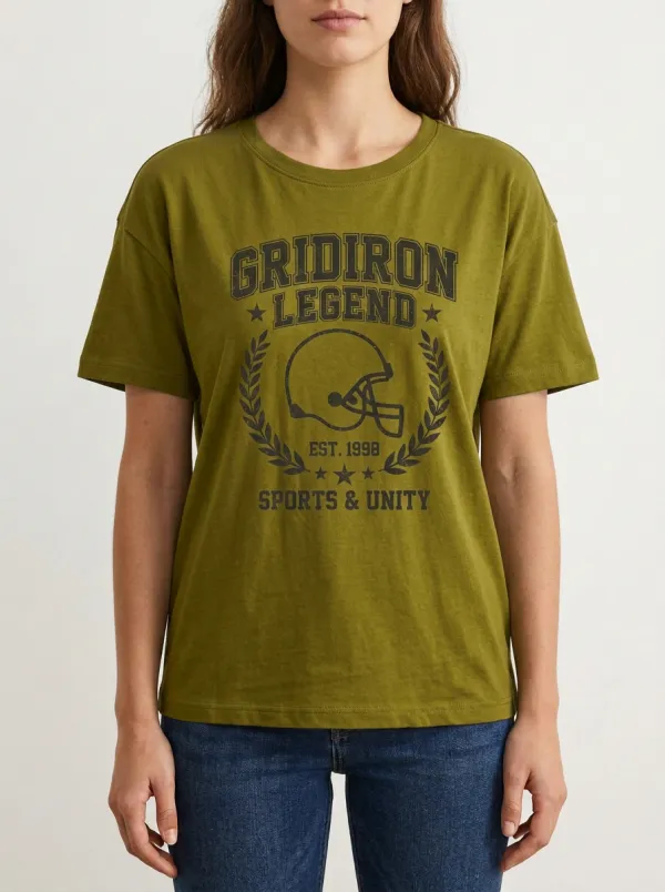 Women's Football Lover Gridiron Legend Helmet Graphic T-shirt