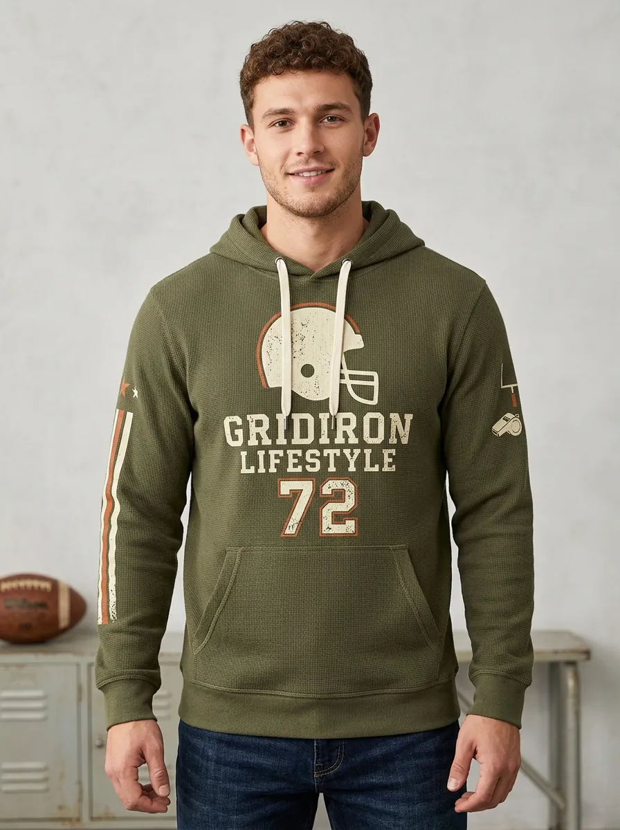 Men's Football Fan Gridiron Lifestyle 72 Helmet Printed Hoodie