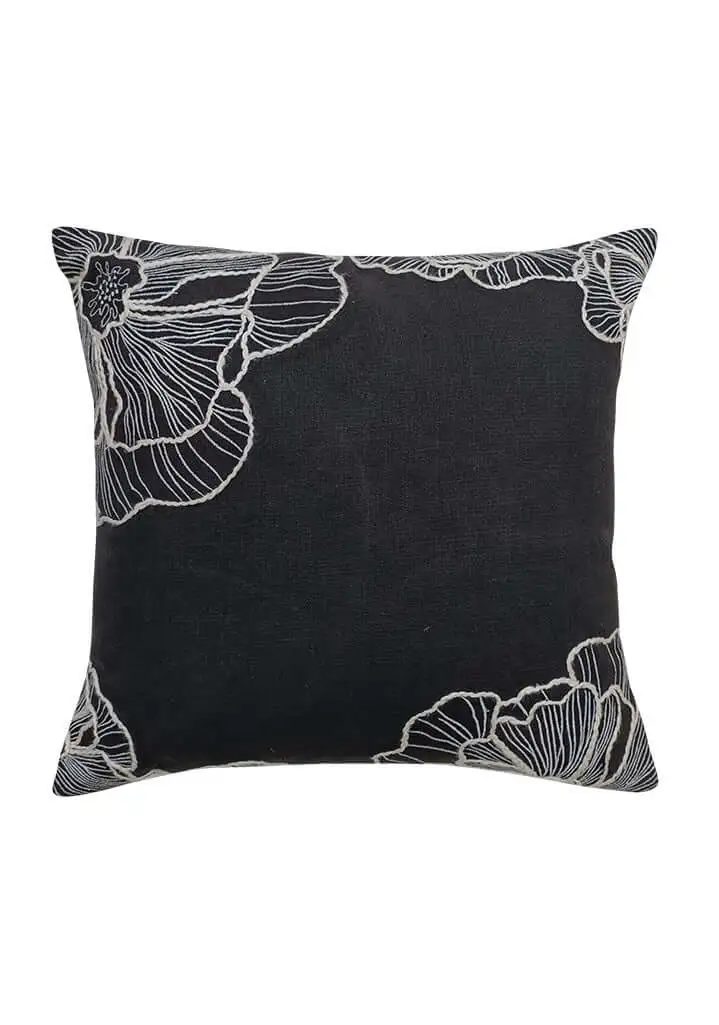Artisan Design Embroidered Floral Cotton Decorative Cushion Cover