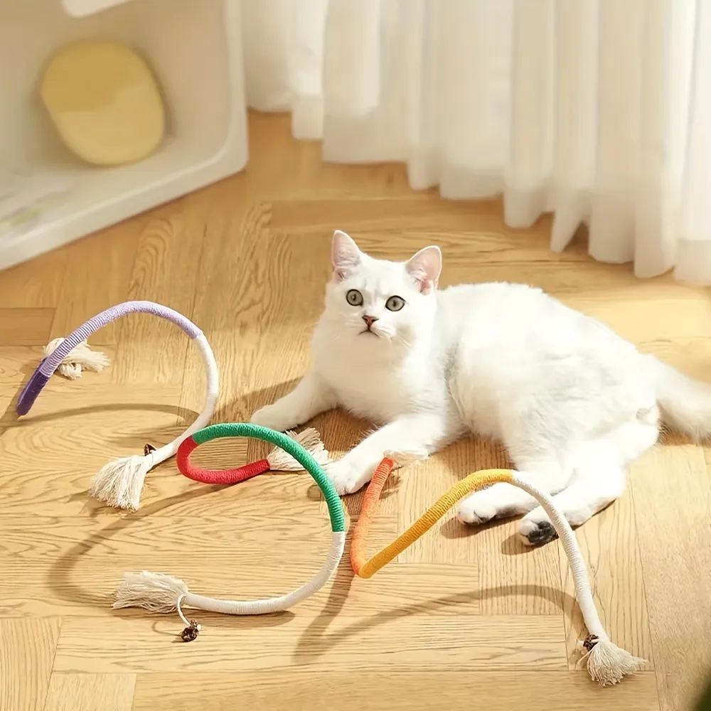 3 Pcs Colorful Rope Cat Teaser Toys