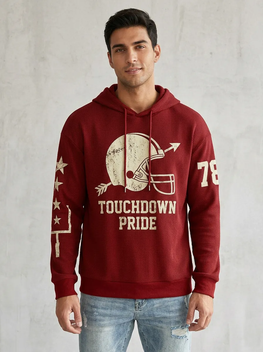 Men's Football Lover Touchdown Pride Helmet Printed Hoodie