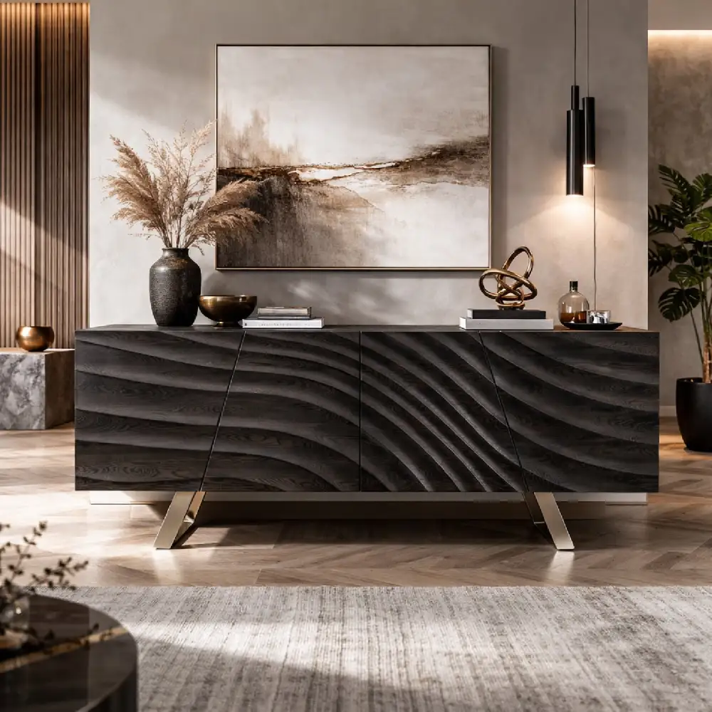 Wave Patterned Ash Sideboard