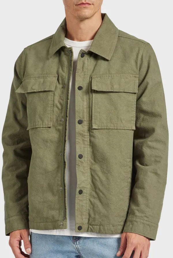 Textured Cotton Casual Utility Shirt Jacket