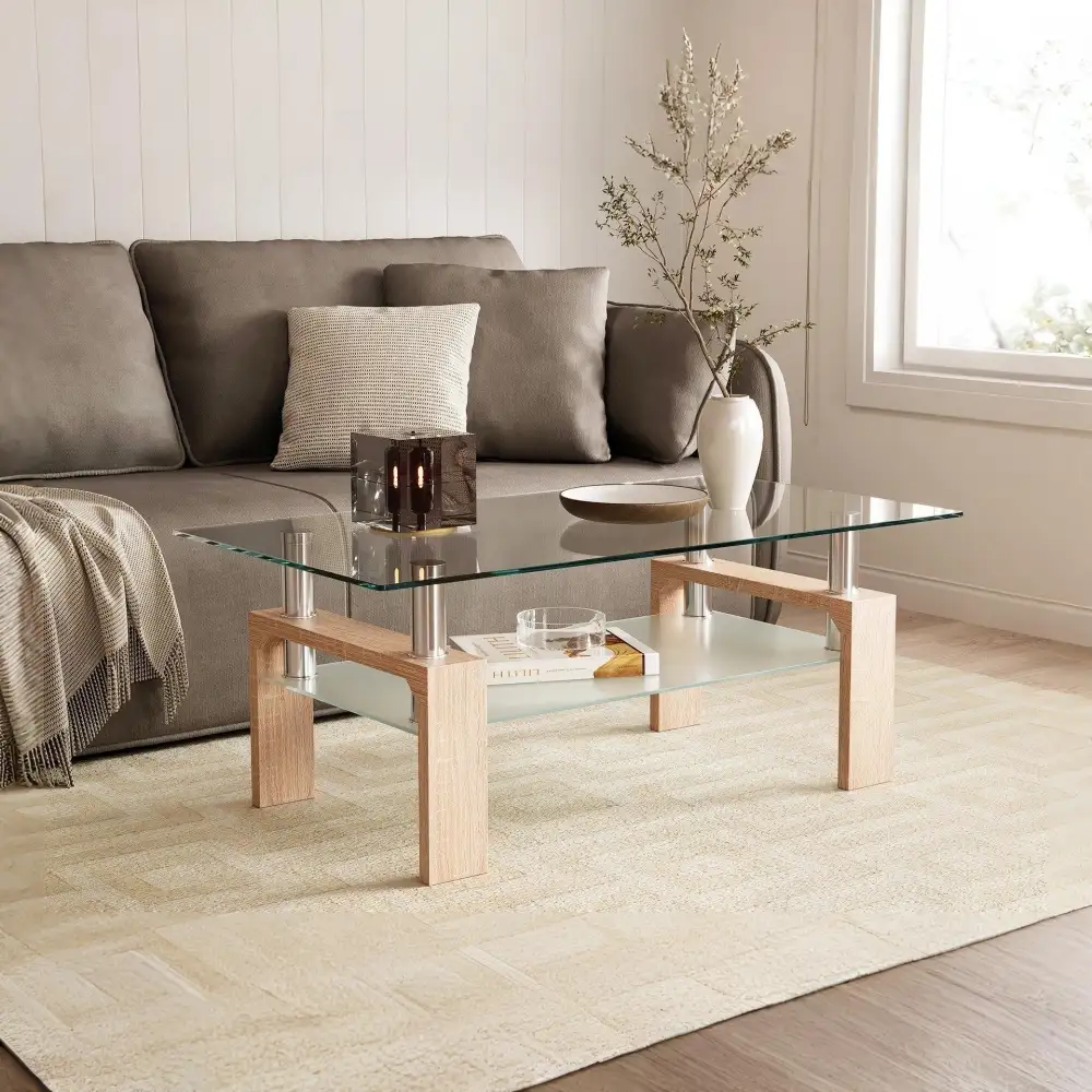 Tempered Glass Rectangular Coffee Table