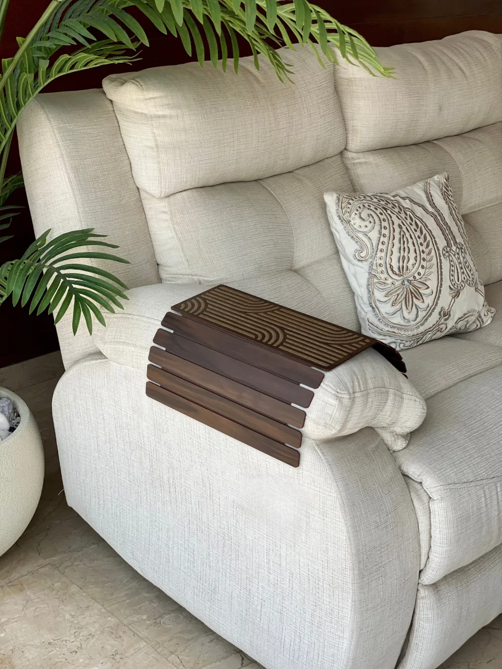Sofa Armrest Tray Dark Brown