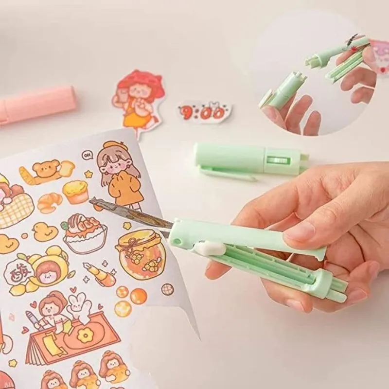 2 In 1 Mini Portable Scissors Paper Cutter Knife