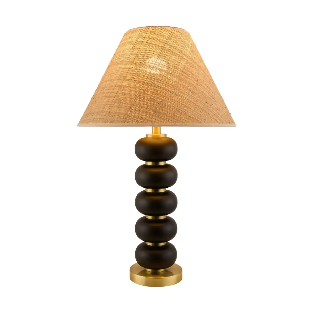 Organic Painted Metal Iron Wood Table Lamp