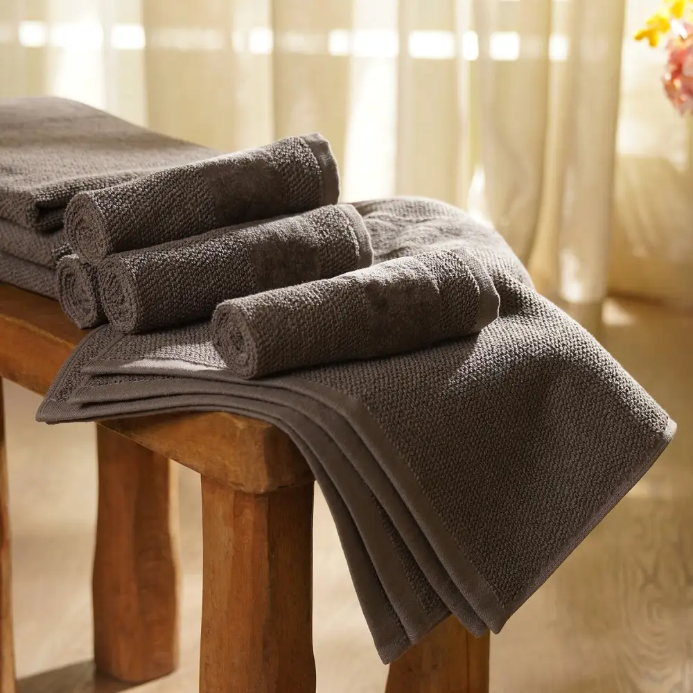 Dark Gray Cotton Face Towel Set