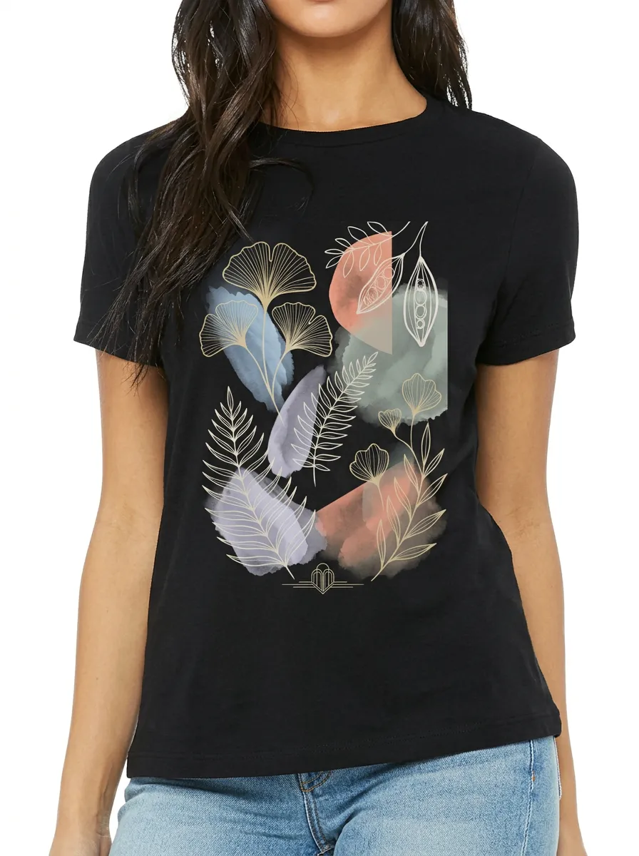 Women's Botanical Nature Lover Ginkgo Fern Printed T-shirt