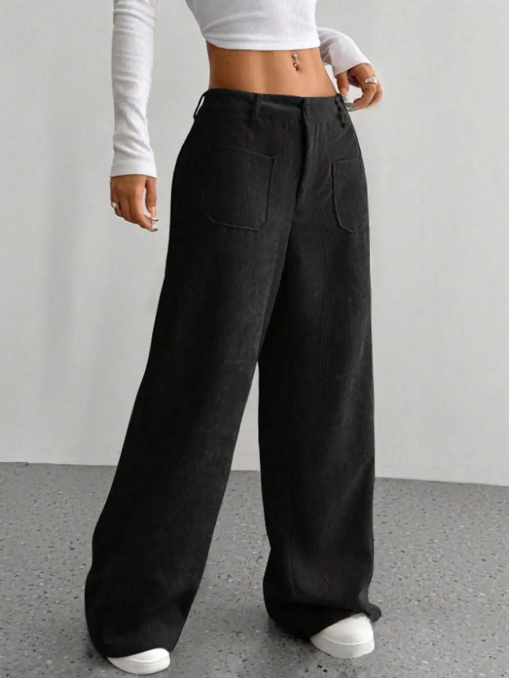 Relaxed Structure Sequin Wide Leg Pocketed Pants