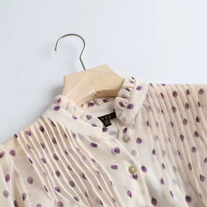 Frilled Chiffon Collared Blouse