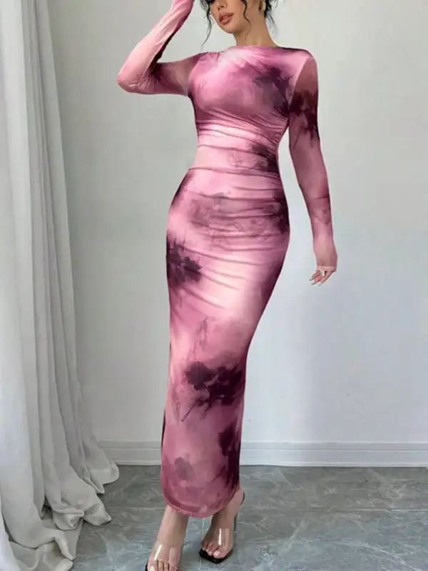 Relaxed Tie Dye Bodycon Maxi Dress
