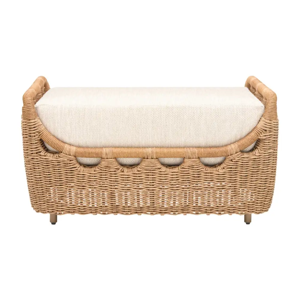 Hand-Woven Wicker Outdoor Ottoman