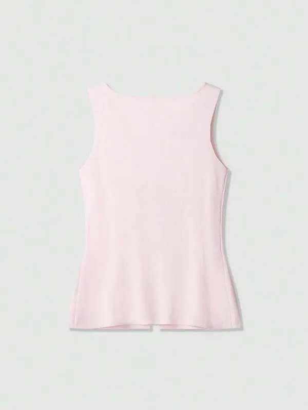 Pink Knit Casual Vest