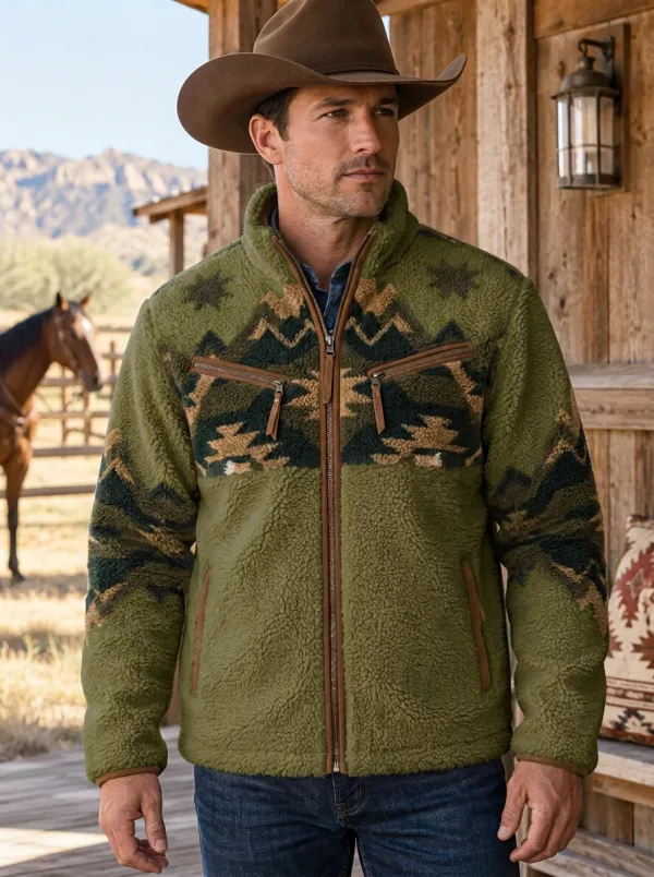 Ranch House Mountain Trail Look Men's Western Fleece Jacket