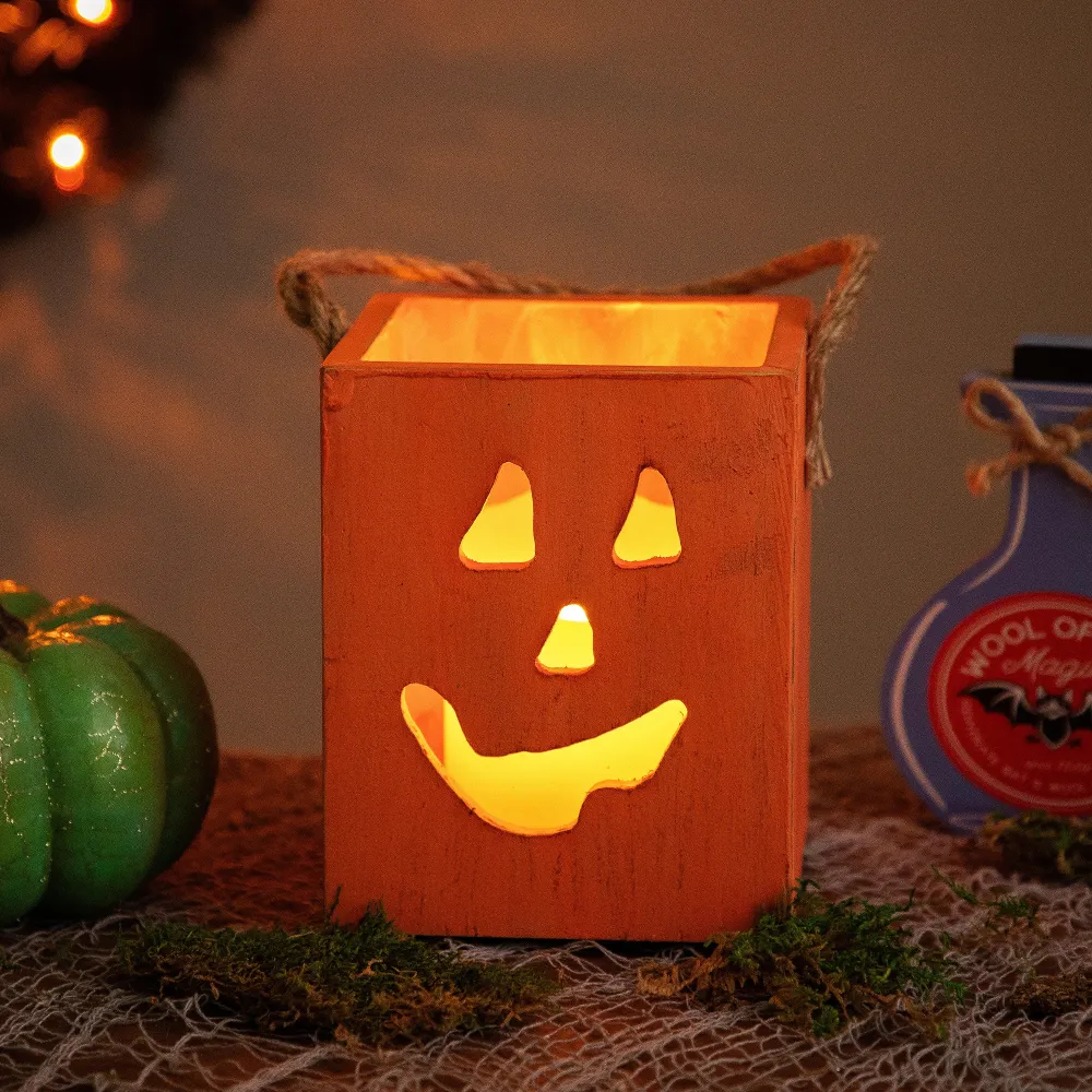 Wooden Lantern Pumpkin Decor Light