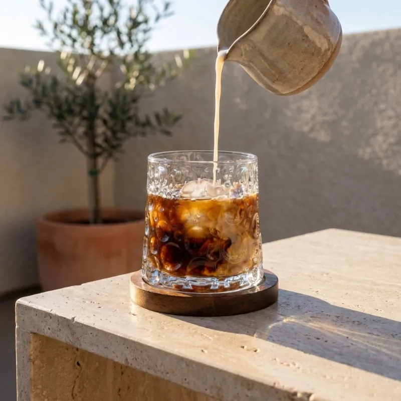 Rotating Whiskey Glass With Wood Coaster