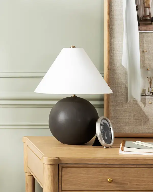 Tapered-Shade Geometric-Form Table Lamp